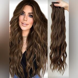 Copper Medium Brown 22 In Clip in long Hair Extensions for Women